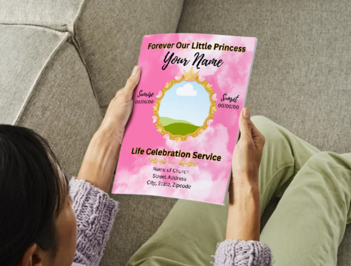 Forever Our Little Princess - Editable Canva Obituary Template (4 Pages)