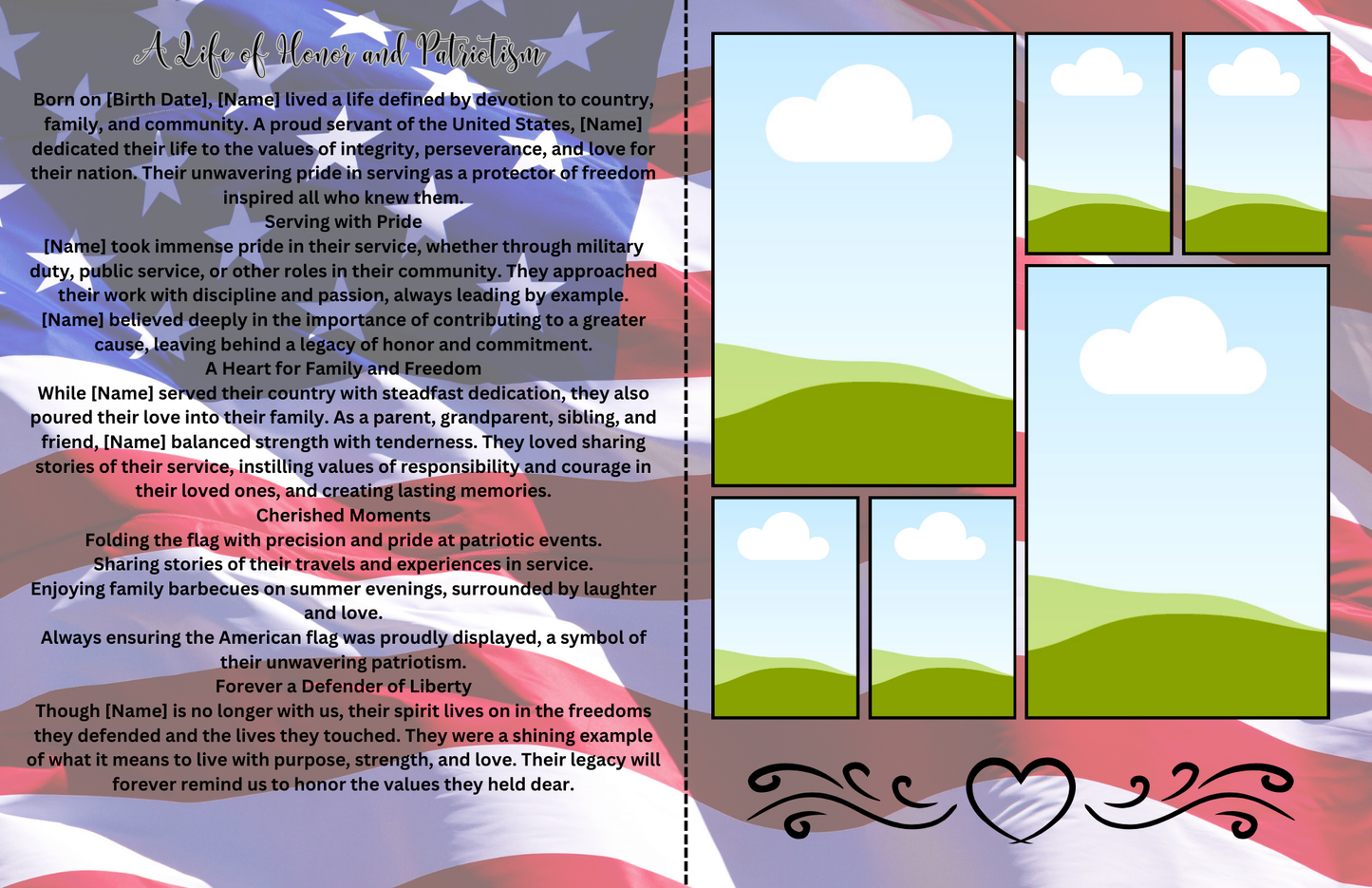 My Mission Complete” – Editable 8-Page Canva Obituary Template | Patriotic Veteran Memorial Program