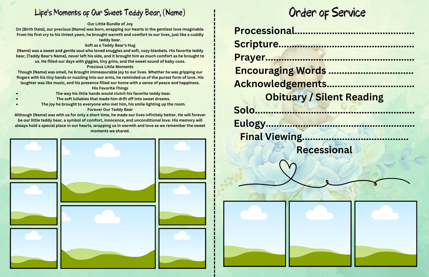 Our Little Hero™ – Editable Teddy Bear Baby Boy Obituary Template