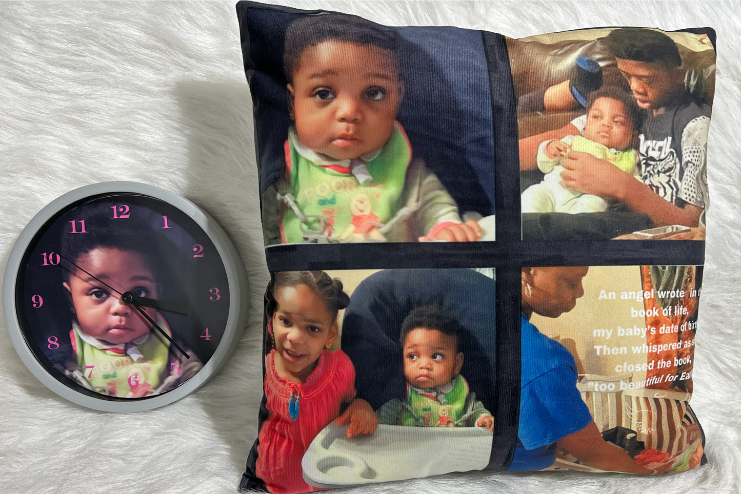 Custom Photo Pillow – Personalized with Up to 4 Photos, Name & Optional Poem