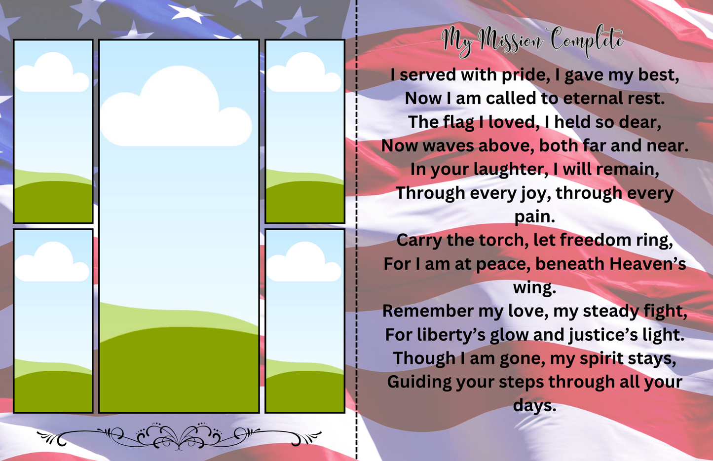 My Mission Complete” – Editable 8-Page Canva Obituary Template | Patriotic Veteran Memorial Program