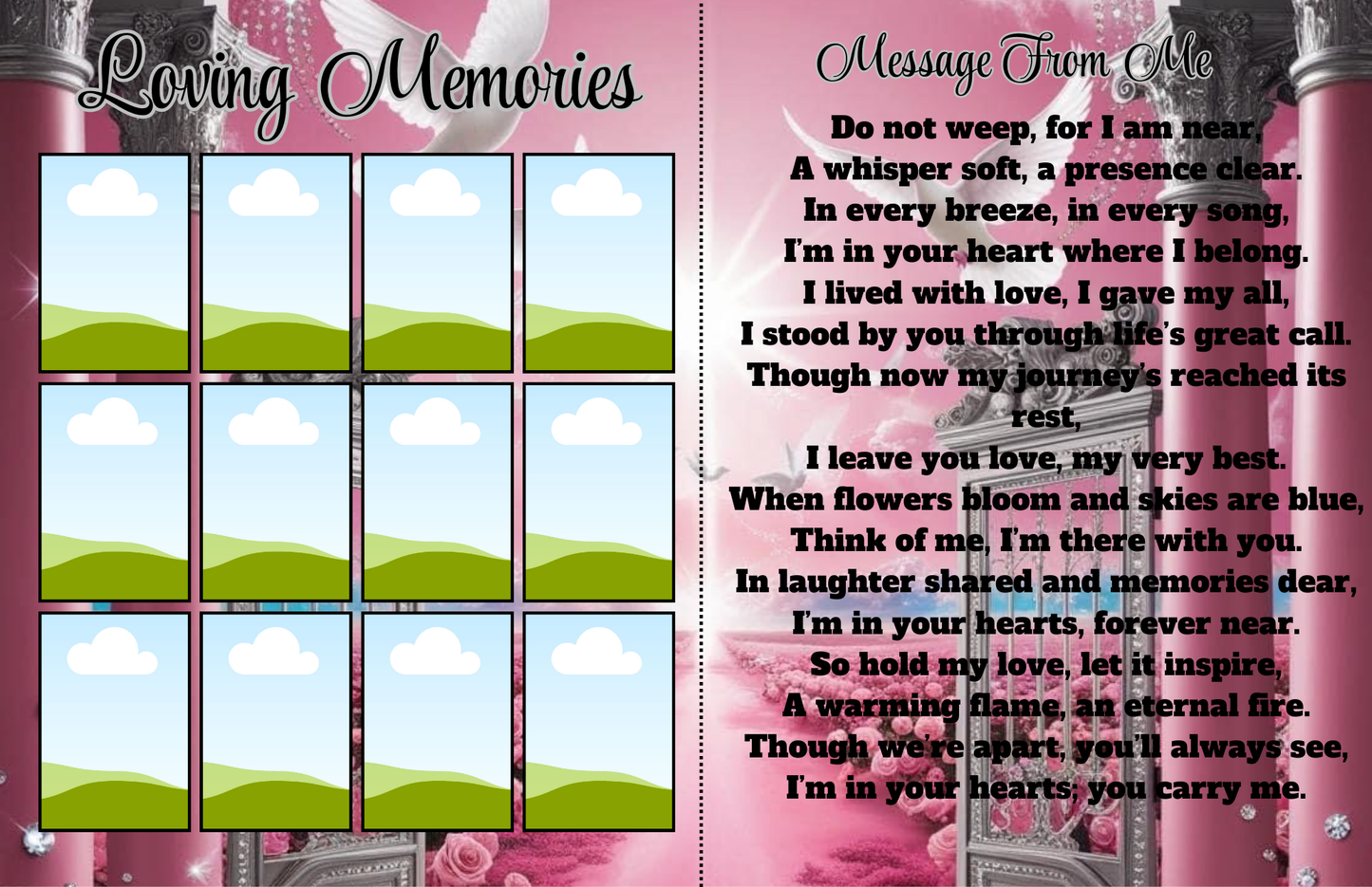 Cherished Memories: Elegant Pink Rose Obituary Canva Template