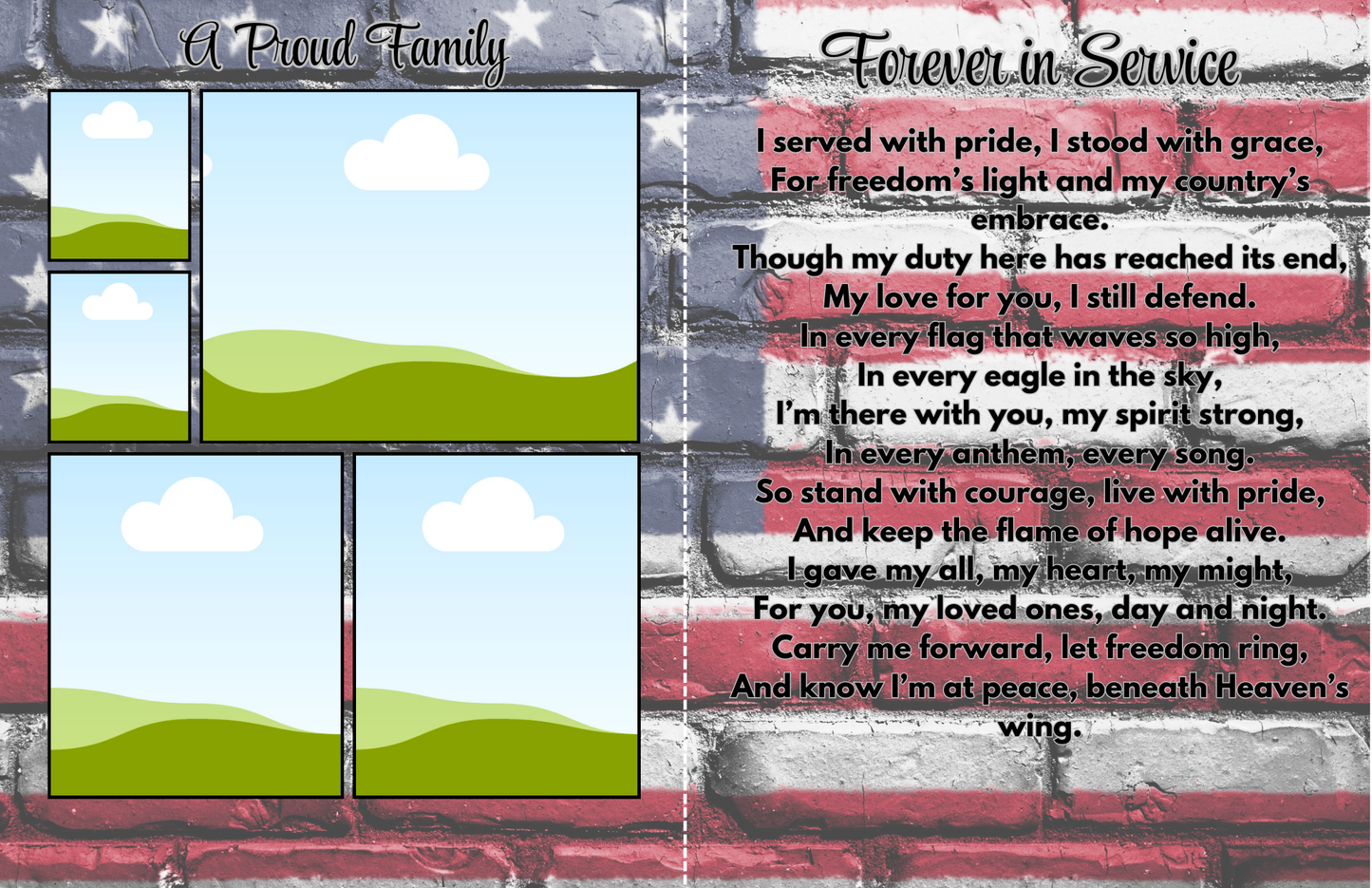 Forever in Service” – Editable 8-Page Canva Obituary Template | Veteran & Military Memorial Program