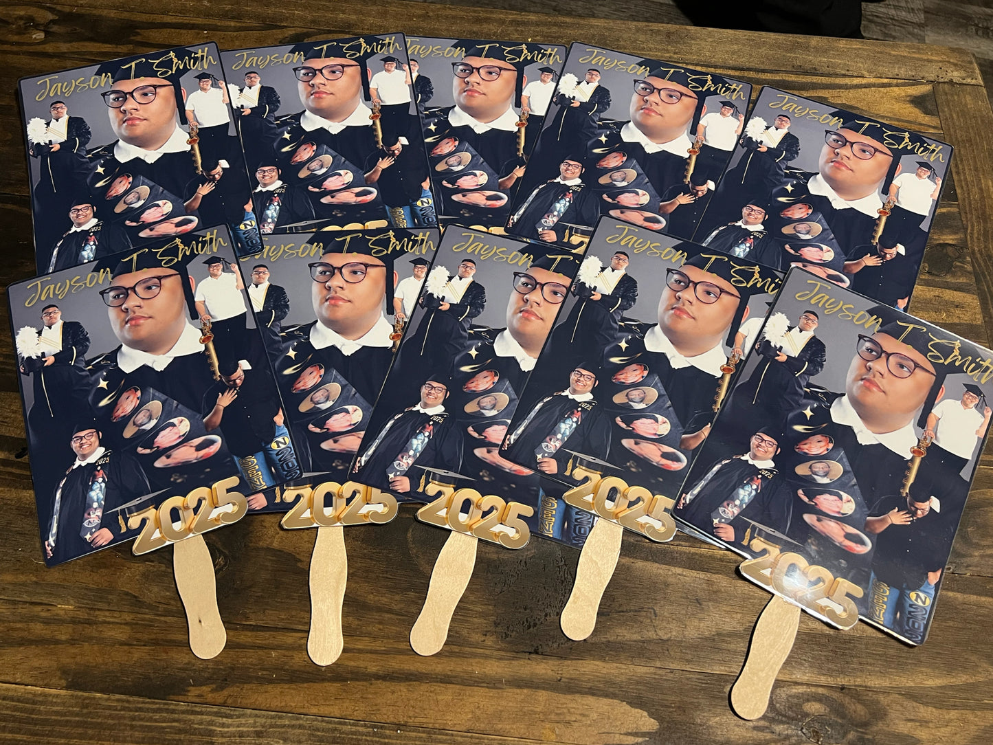 Breeze of Honor™ Custom Graduation Fan – One-Sided, Laminated with Photos & School Logo