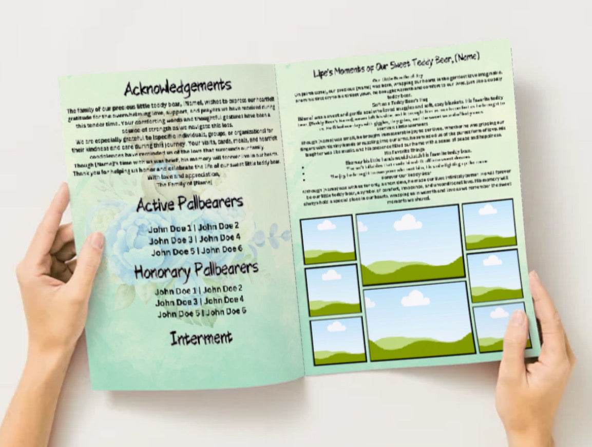 Our Little Hero™ – Editable Teddy Bear Baby Boy Obituary Template