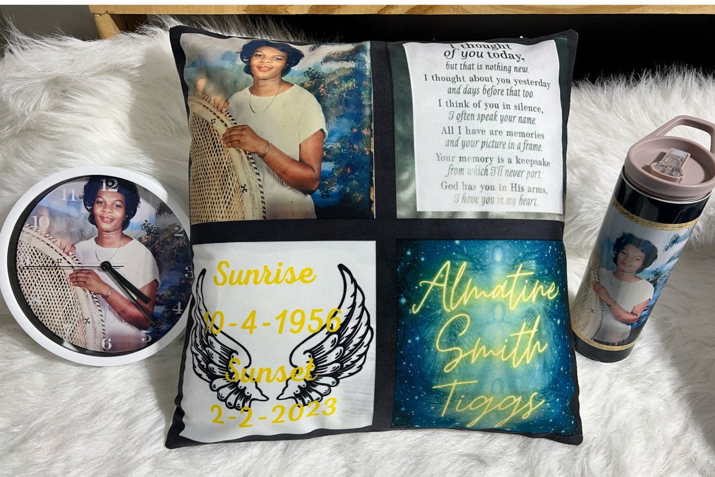 Custom Photo Pillow – Personalized with Up to 4 Photos, Name & Optional Poem
