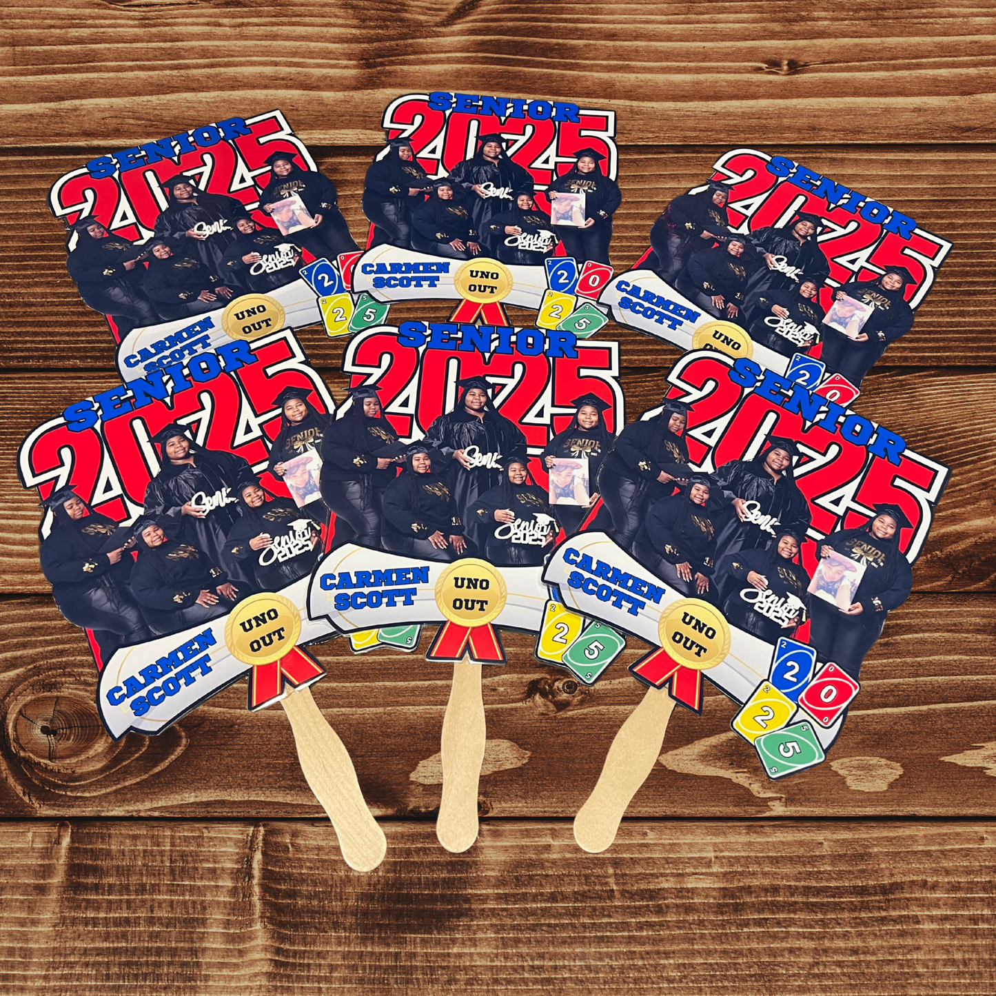 Breeze of Honor™ Custom Graduation Fan – One-Sided, Laminated with Photos & School Logo