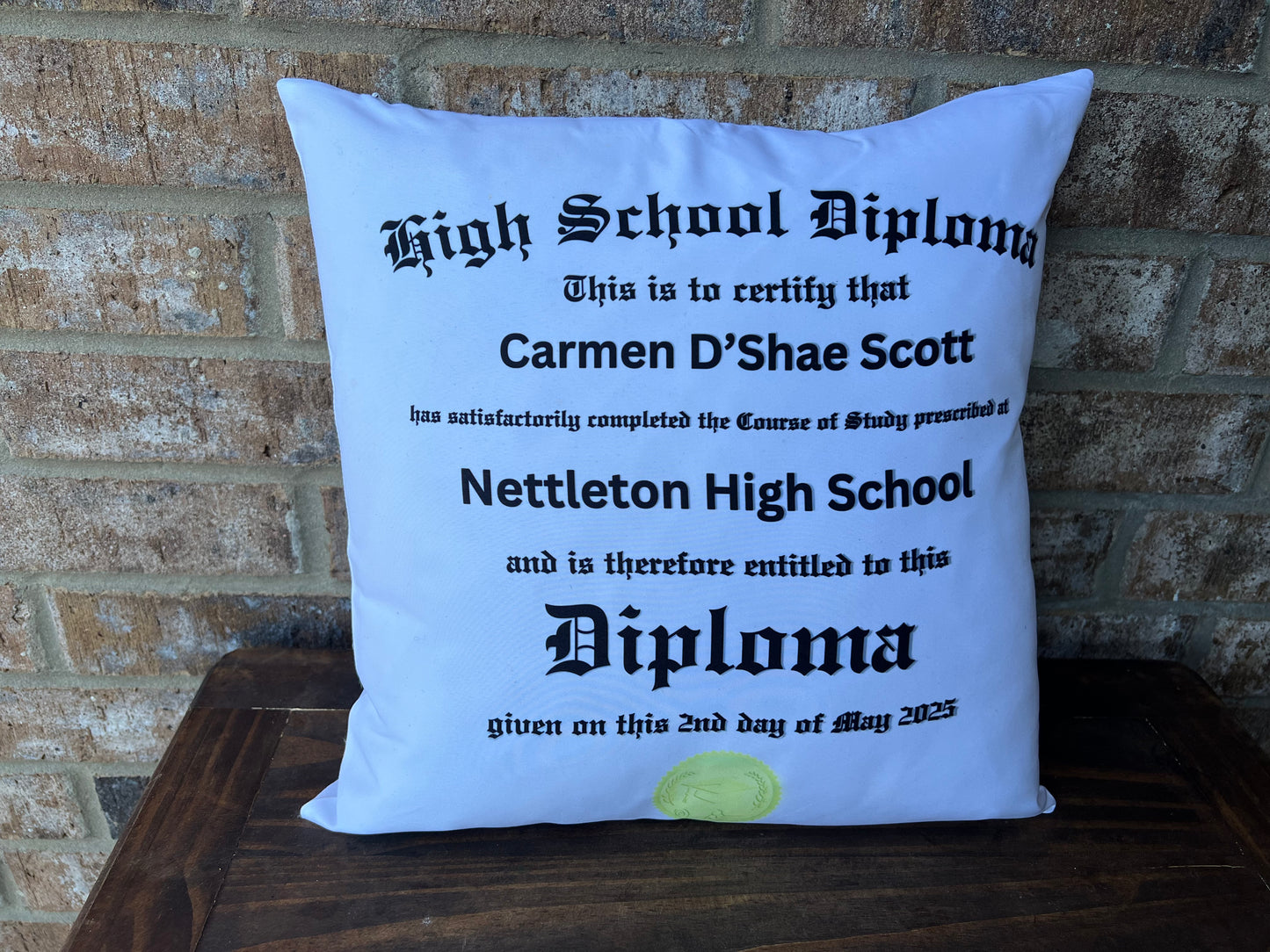 Forever Framed™ Custom Double-Sided Graduation Diploma Pillow Case – 15.7” Keepsake