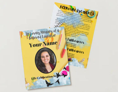 In Every Lesson” – Editable 8-Page Canva Obituary Template | Teacher & Educator Memorial Program