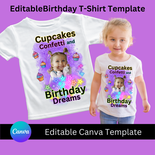Cupcakes, Confetti & Birthday Dreams – Editable Canva Birthday Template for Kids