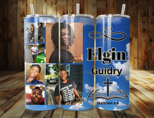 20oz Memorial Tumbler Wrap – Editable Canva Template (Elgin Guidry Tribute Style)