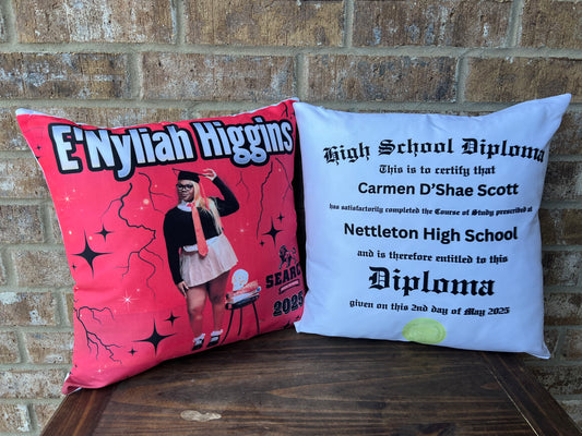 Forever Framed™ Custom Double-Sided Graduation Diploma Pillow Case – 15.7” Keepsake