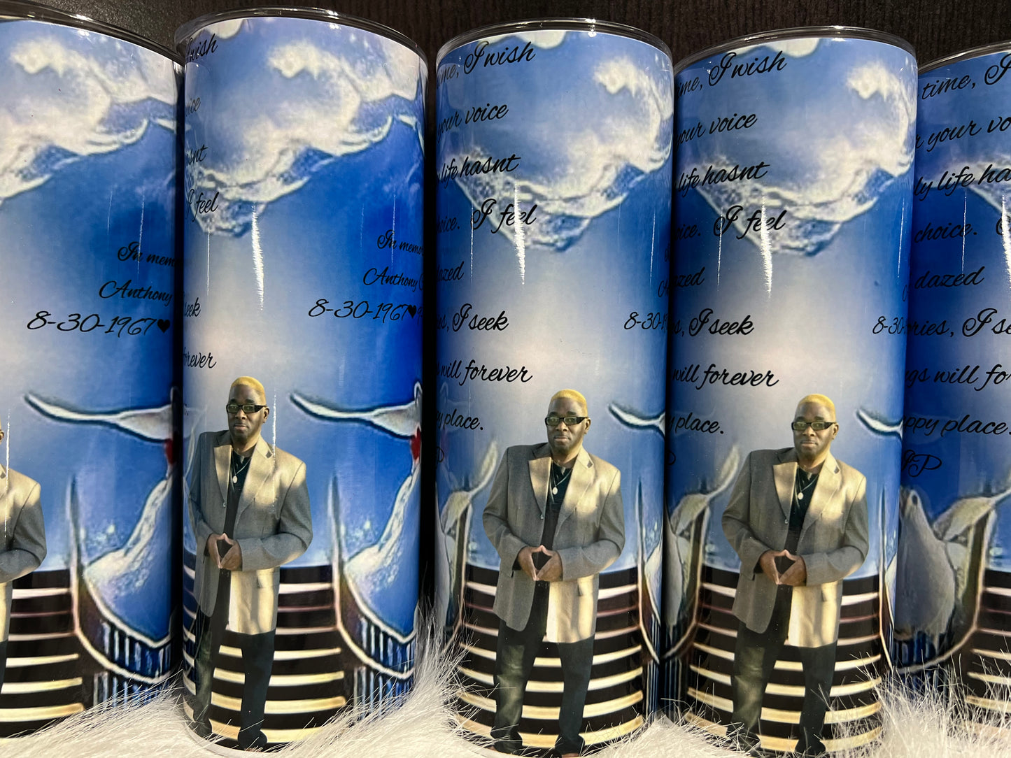 Forever in My Heart – Custom Memorial Tumbler with Photos, Name & Personalized Colors