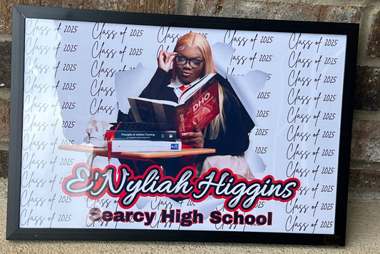 Milestone Shine™ Custom 2025 Senior Grad Frame – 11x17 or 13x19 Glossy Print in Black Trim Frame