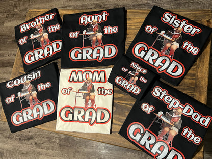 GradVibe™ Center Design Custom Graduation T-Shirt – Up to 5 Photos & School Logo