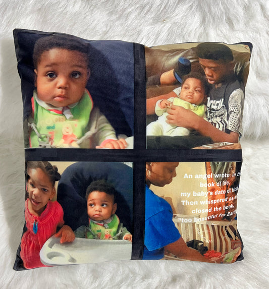 Custom Photo Pillow – Personalized with Up to 4 Photos, Name & Optional Poem